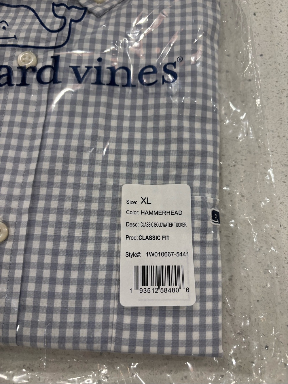 Vineyard Vines Men's Light Blue Gingham Classic Fit Button-Down Shirt XL - Picture 2 of 6